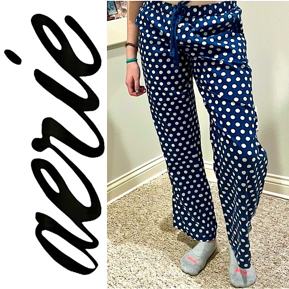 aerie Other - Aerie American Eagle L Navy Polka Dot Pajama Pants! EUC!